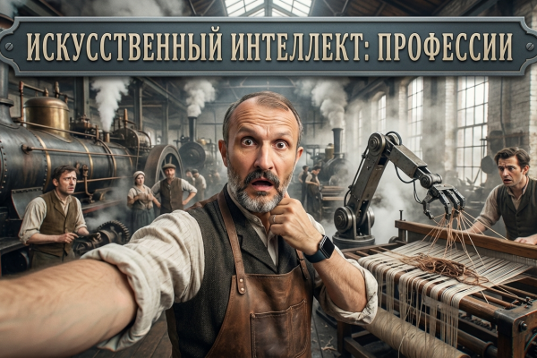 Иллюстрация процесса замены старых профессий новыми под влиянием искусственного интеллекта
