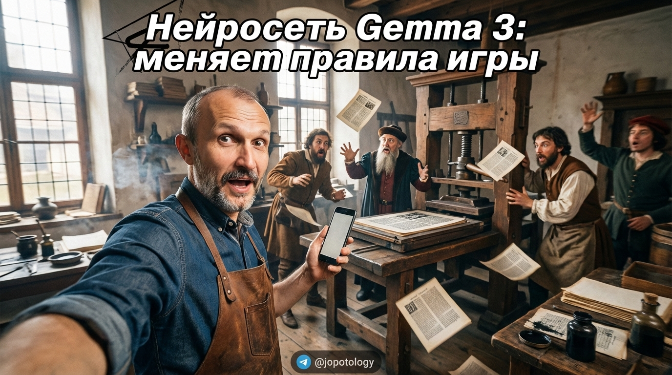 Логотип и архитектура лёгкой нейросети Gemma 3 от Google для эффективных вычислений