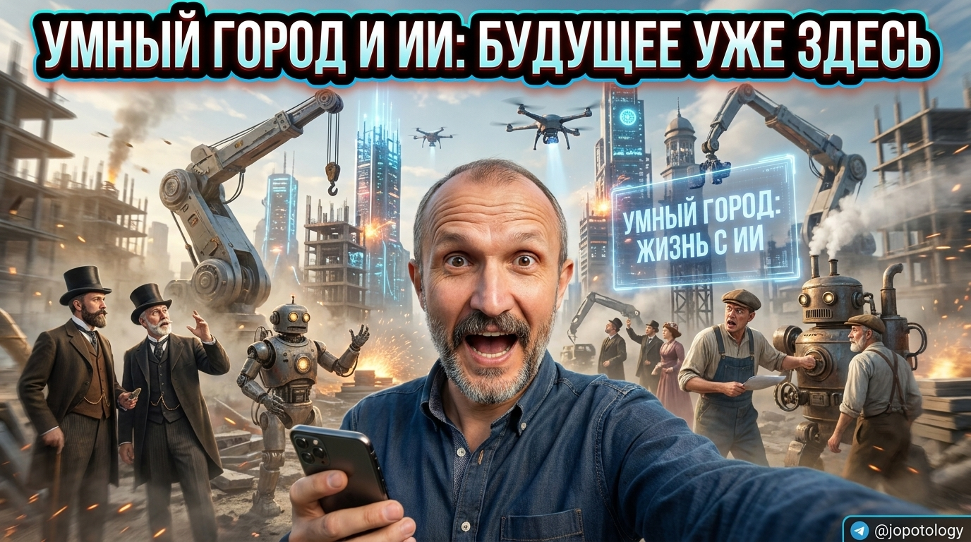 Инфраструктура футуристического умного города с интегрированными технологиями искусственного интеллекта