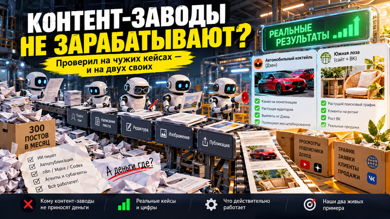 Контент-заводы не зарабатывают? Проверил на чужих кейсах — и на двух своих